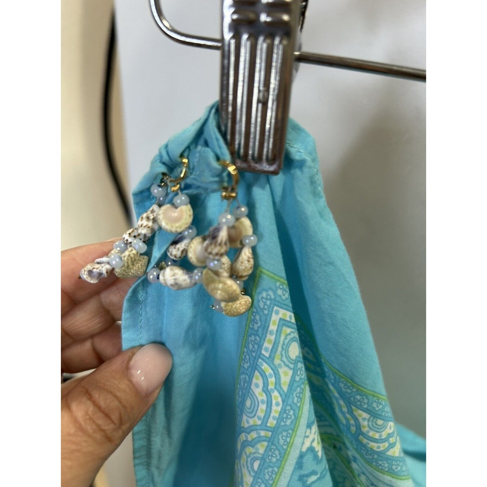 Ralph Lauren Mini Scarf   light blue cotton neck head Details of snails‎ beach - Picture 3 of 6